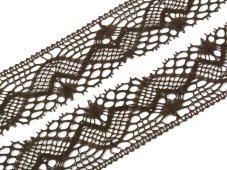 Cotton bobbin lace 81294, width 50 mm, dark brown