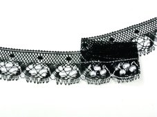 Cotton bobbin lace 75344, width 55 mm, black/ white