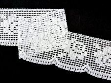 Cotton bobbin lace 75219, width 93 mm, white