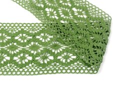 Cotton bobbin lace insert 75036, width 100 mm, olive