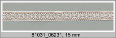 Cotton bobbin lace insert 81031, width 15 mm, white/ rich orange