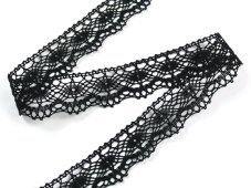 Cotton bobbin lace 82167, width 28 mm, black
