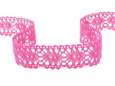 Cotton bobbin lace 75187, width 32 mm, fuchsia