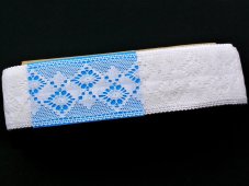 Cotton bobbin lace insert 82026, width 62 mm, white