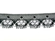 Cotton bobbin lace 75344, width 55 mm, black/ white
