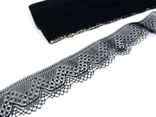 Cotton bobbin lace 81733, width 40 mm, black