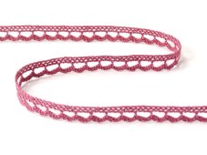 Cotton bobbin lace 73012, width 10 mm, dark pink