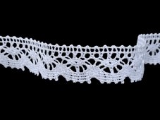 Cotton bobbin lace 82155, width 23 mm, white