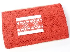Cotton bobbin lace insert 75235, width 43 mm, red coral