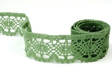 Cotton bobbin lace 75364, width 45 mm, olive