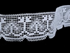 Cotton bobbin lace 81317, width 48 mm, white