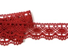 Cotton bobbin lace 75238, width 51 mm, wine
