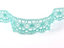 Cotton bobbin lace 75238, width 51 mm, aqua green