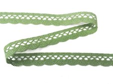 Cotton bobbin lace 75428, width 18 mm, green olive