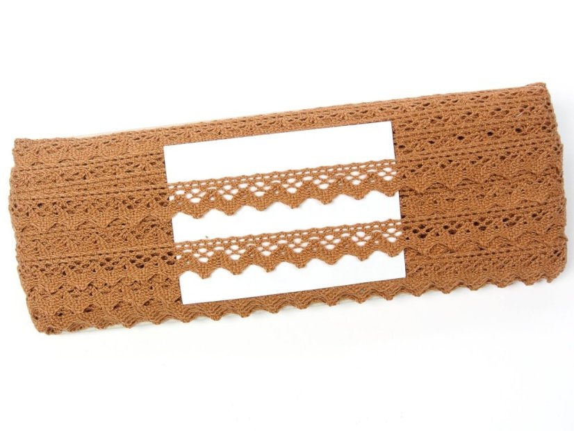 Cotton bobbin lace 75259, width 17 mm, terracotta