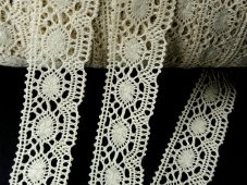 Cotton bobbin lace 75032, width 45 mm, ecru