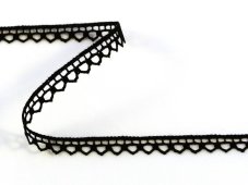 Cotton bobbin lace 82195, width 10 mm, black