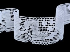 Cotton bobbin lace 81412, width 70 mm, white