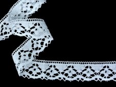 Cotton bobbin lace 82169, width 35 mm, white