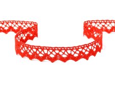 Cotton bobbin lace 75259, width 17 mm, red