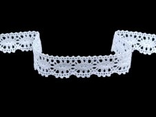 Cotton bobbin lace 75394, width 25 mm, white