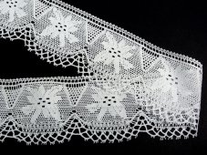 Cotton bobbin lace 75112, width 80 mm, white