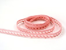 Cotton bobbin lace 73012, width 10 mm, pink