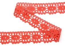 Cotton bobbin lace 75187, width 32 mm, coral
