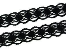 Cotton bobbin lace 75628, width 26 mm, black