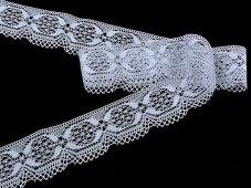 Cotton bobbin lace 81829, width 43 mm, white