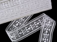 Cotton bobbin lace insert 82028, width 42 mm, white