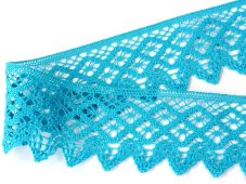 Cotton bobbin lace 75234, width 54 mm, turquoise