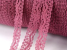 Cotton bobbin lace 75395, width 16 mm, dark pink