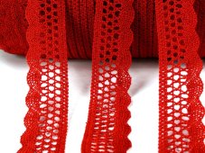 Cotton bobbin lace 75231, width 40 mm, light wine
