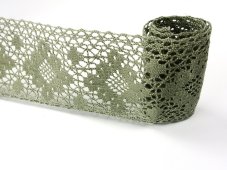 Cotton bobbin lace insert 75033, width 95 mm, dark linen gray - thinner