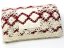 Cotton bobbin lace 75608, width 80 mm, light cream/ cranberry