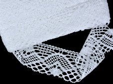 Cotton bobbin lace 75572, width 65 mm, white