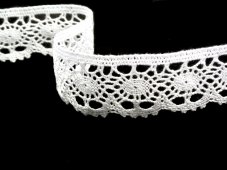 Cotton bobbin lace 75364, width 45 mm, white