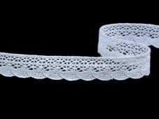 Cotton bobbin lace 75549, width 16 mm, white