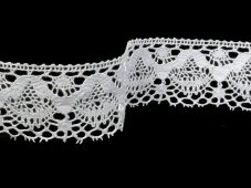 Cotton bobbin lace 81289, width 53 mm, white