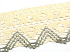 Cotton bobbin lace 75529, width 97 mm, ecru/ dark linen gray