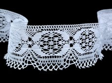 Cotton bobbin lace 81831, width 58 mm, white