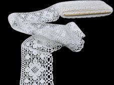 Cotton bobbin lace 75089, width 90 mm, white