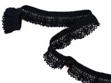Cotton bobbin lace stretch 75411, width 18 mm, black blue