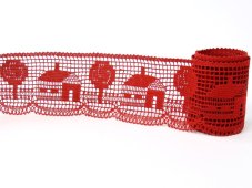 Cotton bobbin lace 75157, width 73 mm, light wine