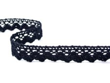 Cotton bobbin lace 75260, width 22 mm, black