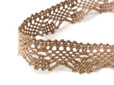 Cotton bobbin lace 75423, width 26 mm, dark beige