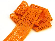 Cotton bobbin lace insert 75038, width 52 mm, rich orange