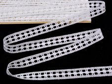 Cotton bobbin lace insert 82274, width 16 mm, white