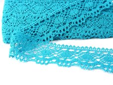 Cotton bobbin lace 75238, width 51 mm, turquoise